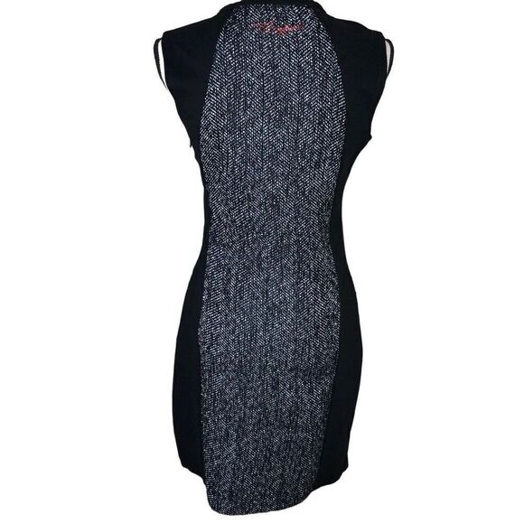 Desigual Oceano Gray and Black Mixed Weave Dark Academia Sheath Dress Size S - Picture 6 of 14